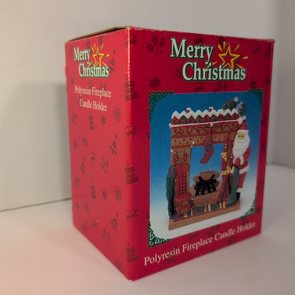 Vintage Christmas Fireplace Mantel Votive Polyresin Candle Holder Hand Painted - Picture 3 of 6